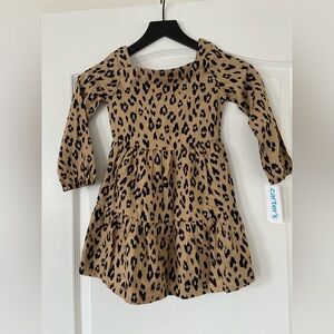 NWT - Carter's - Long sleeve leopard print dress - Size 5 (girls)